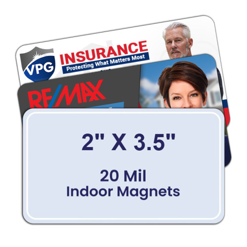 2x3.5 Business Card- Round Corners Indoor Magnets - 20 Mil