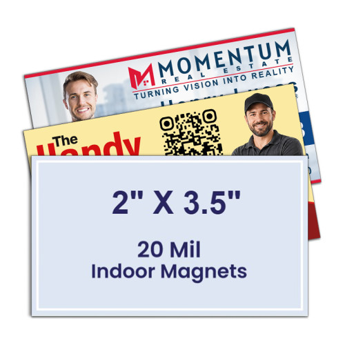 2x3.5 Business Card -  Square Corners Indoor Magnets - 20 Mil