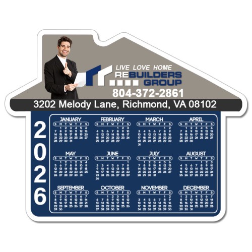 3.72x4.69 House Shape Calendar Magnets 20 Mil