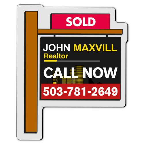 2.25x2.75 Real Estate Sold Sign Shaped Business Card Indoor Magnets - 30 Mil