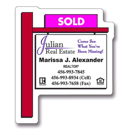 Magnet - Real Estate Sold Sign Shape (2.25x2.75) - 40 Mil - Outdoor Safe