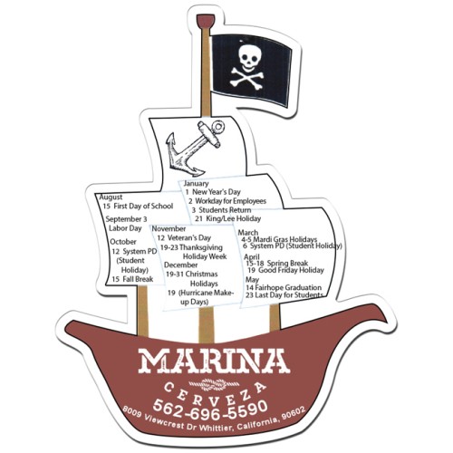 5.55x4.3 Pirate Ship Shaped Magnets - 20 Mil