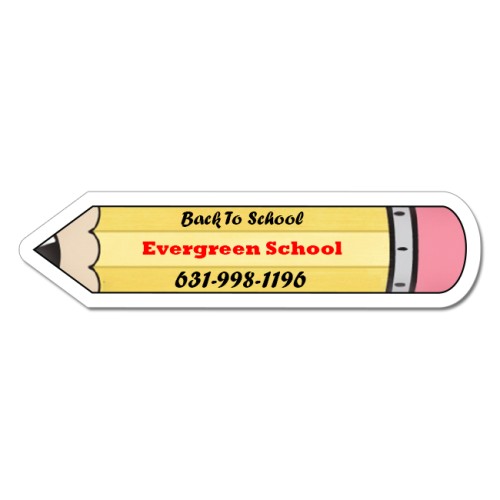 4x1 Custom Pencil Shape Full Color School Magnet 20 Mil