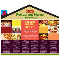 4x3.5 Custom House Shaped Restaurant Calendar Magnet 20 mil