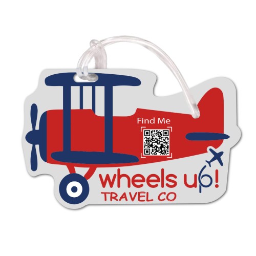 2.5x4.25 Airplane Shaped Full Color One Sided Luggage Tags - 50 Mil