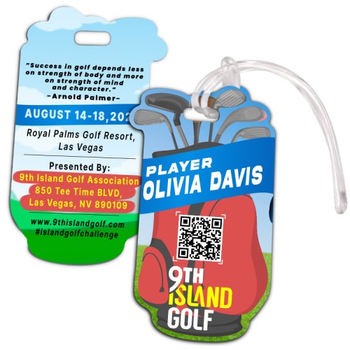 2.5x4.25 Golf Bag Shaped Full Color Double Sided Luggage Tags - 50 Mil