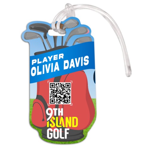 2.5x4.25 Golf Bag Shaped Full Color One Sided Luggage Tags - 50 Mil