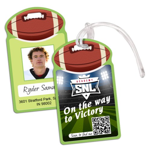 2.5x4.25 Rugby Shaped Full Color Double Sided Luggage Tags - 50 Mil