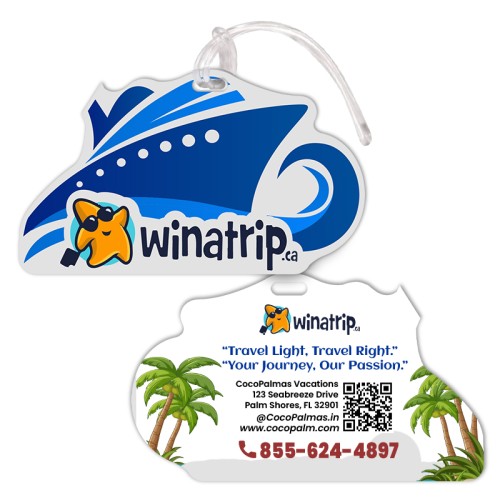 2.5x4.25 Ship Shaped Full Color Double Sided Luggage Tags - 50 Mil
