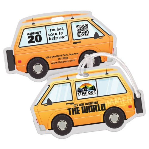 2.5x4.25 Van Shaped Full Color Double Sided Luggage Tags - 50 Mil