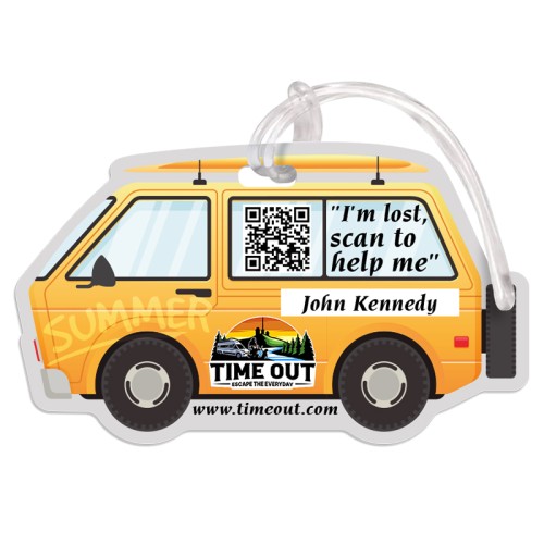 2.5x4.25 Van Shaped Full Color One Sided Luggage Tags - 50 Mil