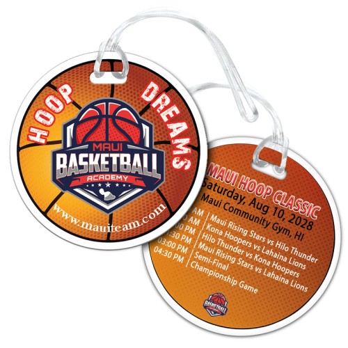 3.5" Round Signature Full Color Double Sided Luggage Tags - 50 Mil