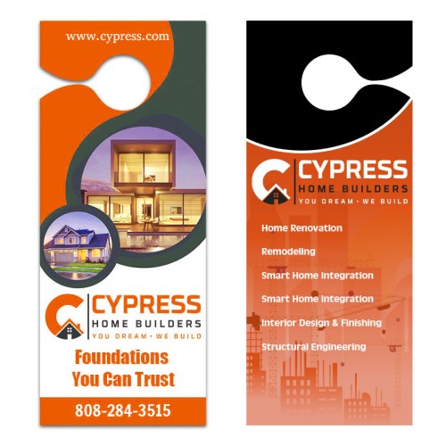 3.5x8.5 Inch Full Color Double Sided Door Hangers - 16 pt Paper