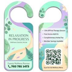 3.5x8.5 Inch Full Color Double Sided Round Handle Door Hangers - 14 pt Synthetic
