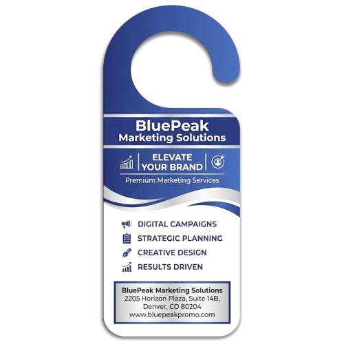 3.5x8.5 Inch Full Color One Sided Round Handle Door Hangers - 14 pt Synthetic
