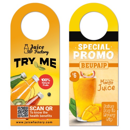 3x7.5 Inch Full Color Double Sided Bottle Hangers - 14 pt