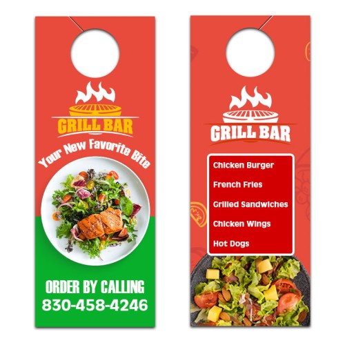 4.5x11 Inch Full Color Double Sided Door Hangers - 16 pt Paper