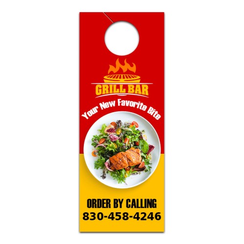 4.5x11 Inch Full Color One Sided Door Hangers - 14 pt Paper