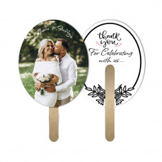 5x5  Inch Oval Full Color Double Sided Mini Hand Fans - 16 pt