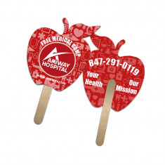 5x5 Inch Apple Shape Full Color Double Sided Mini Hand Fans - 16 pt