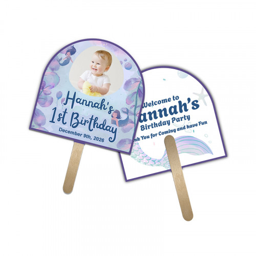 5x5 Inch Arch Shape Full Color Double Sided Mini Hand Fans - 16 pt