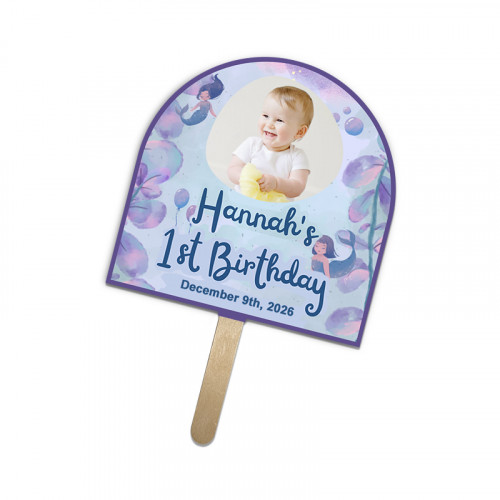 5x5 Inch Arch Shape Full Color One Sided Mini Hand Fans - 16 pt
