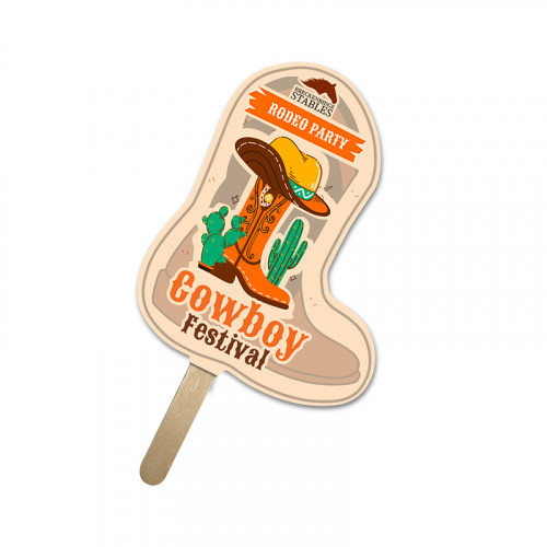 5x5 Inch Boot Shape Full Color One Sided Mini Hand Fans - 16 pt