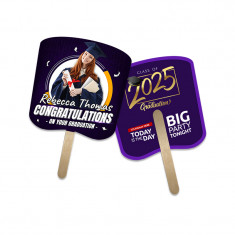 5x5 Inch Bread Shape Full Color Double Sided Mini Hand Fans - 16 pt