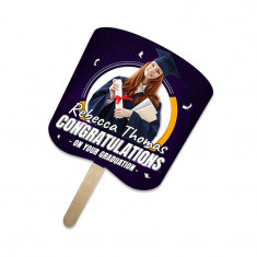 5x5 Inch Bread Shape Full Color One Sided Mini Hand Fans - 16 pt
