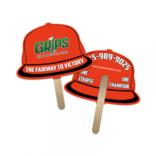 5x5 Inch Cap Shape Full Color Double Sided Mini Hand Fans - 16 pt