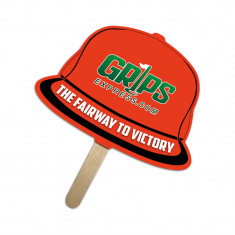 5x5 Inch Cap Shape Full Color One Sided Mini Hand Fans - 16 pt
