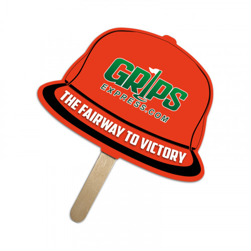 5x5 Inch Cap Shape Full Color One Sided Mini Hand Fans - 16 pt
