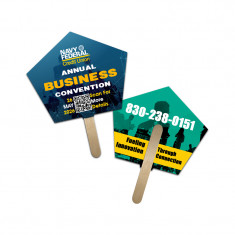 5x5  Inch Church Shape Full Color Double Sided Mini Hand Fans - 16 pt