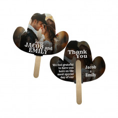 5x5 Inch Cowboy Hat Shape Full Color Double Sided Mini Hand Fans - 16 pt