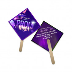 5x5 Inch Diamond Shape Full Color Double Sided Mini Hand Fans - 16 pt