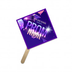 5x5 Inch Diamond Shape Full Color One Sided Mini Hand Fans - 16 pt