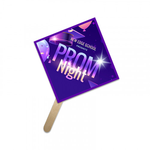5x5 Inch Diamond Shape Full Color One Sided Mini Hand Fans - 16 pt