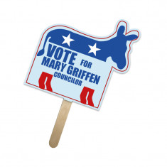 5x5 Inch Donkey Shape Full Color One Sided Mini Hand Fans - 16 pt