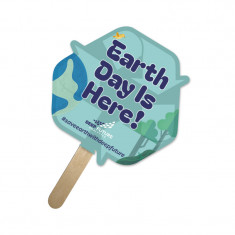 5x5 Inch Eco Shape Full Color One Sided Mini Hand Fans - 16 pt