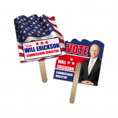 5x5 Inch Flag Shape Full Color Double Sided Mini Hand Fans - 16 pt