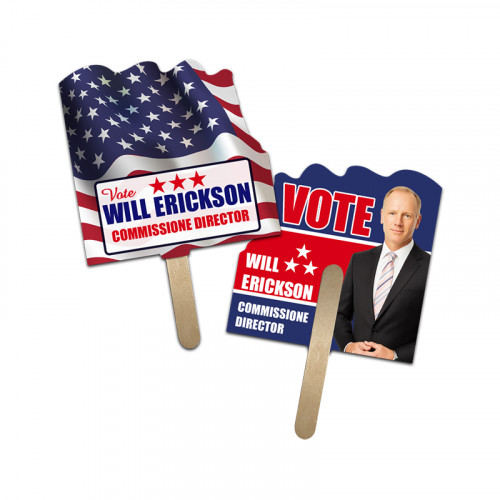 5x5 Inch Flag Shape Full Color Double Sided Mini Hand Fans - 16 pt