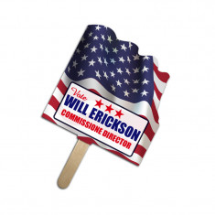5x5 Inch Flag Shape Full Color One Sided Mini Hand Fans - 16 pt