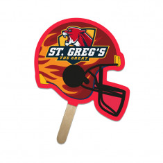 5x5 Inch Football Helmet Shape Full Color One Sided Mini Hand Fans - 16 pt
