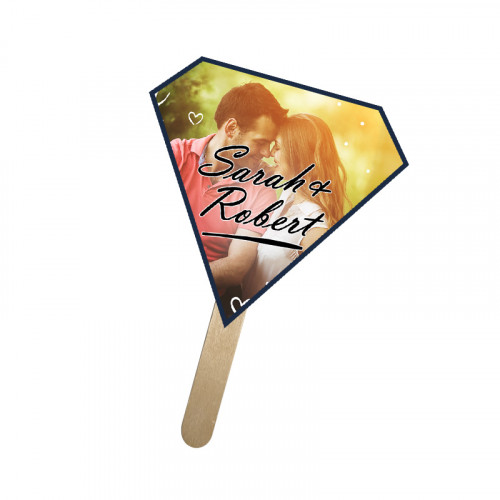 5x5 Inch Gem Shape Full Color One Sided Mini Hand Fans - 16 pt