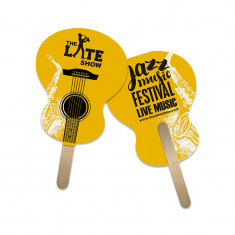 5x5 Inch Guitar Shape Full Color Double Sided Mini Hand Fans - 16 pt