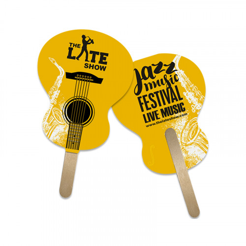 5x5 Inch Guitar Shape Full Color Double Sided Mini Hand Fans - 16 pt