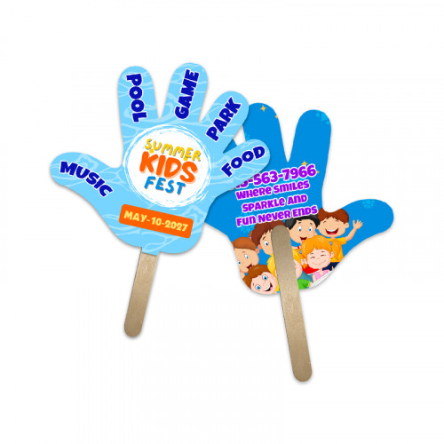 5x5 Inch Hand Shape Full Color Double Sided Mini Hand Fans - 16 pt