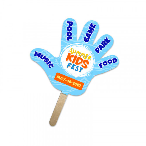 5x5 Inch Hand Shape Full Color One Sided Mini Hand Fans - 16 pt