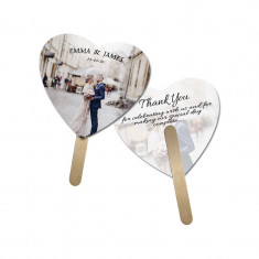 5x5 Inch Heart Shape Full Color Double Sided Mini Hand Fans - 16 pt