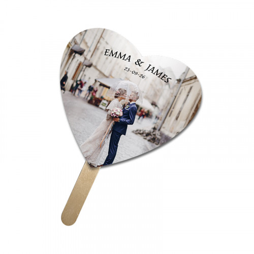5x5 Inch Heart Shape Full Color One Sided Mini Hand Fans - 16 pt